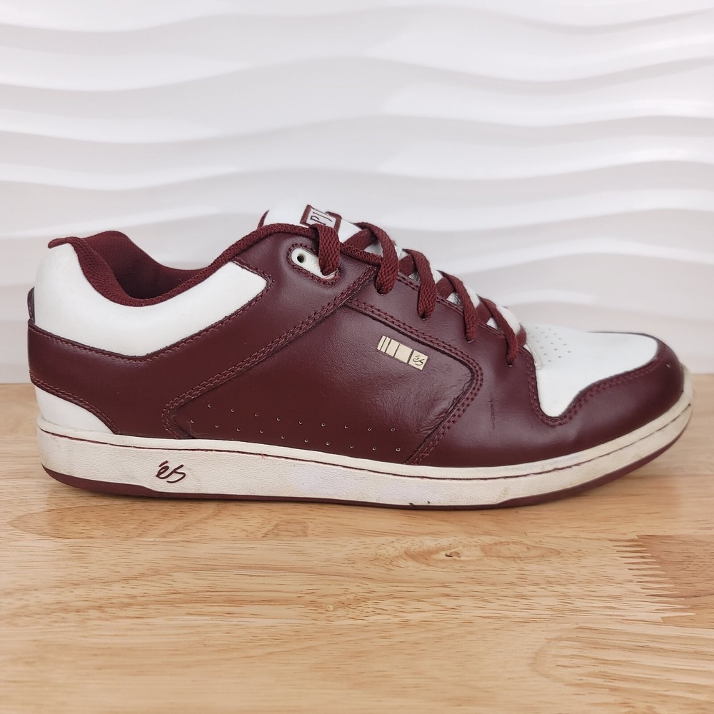 Es PJ Ladd Sneakers Mens Size‎ 13 Burgundy White Low Top Skateboarding Shoes Y2K